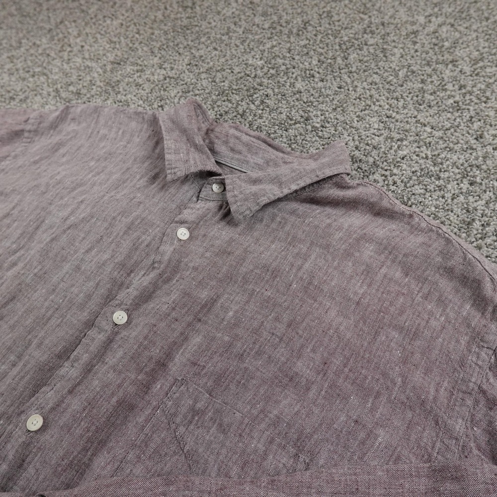 Jos A Bank Shirt Mens 2XL Purple Linen Chambray Long Sleeve Button Up Lighweight